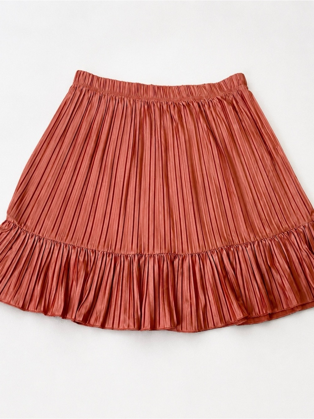 Zara Pleated Rust-Orange Mini Skirt - Small - Picture 2 of 6